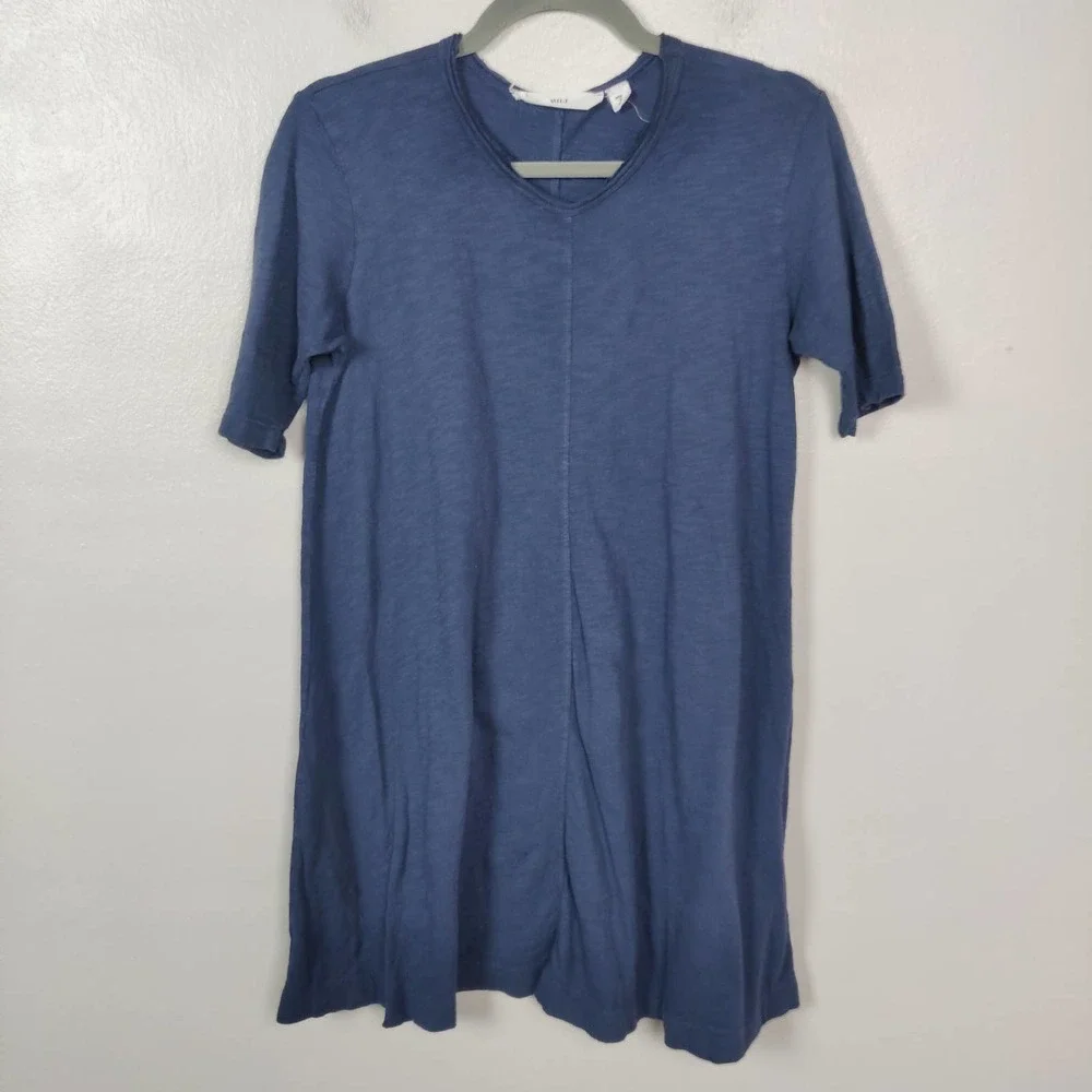Wilt Dress Women's XS Navy Blue 100% Cotton T-Shirt Mini Short Sleeve Crew